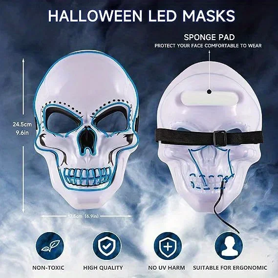 Halloween Horror Skull Mask LE - Led Purge Mask Halloween recension och pris